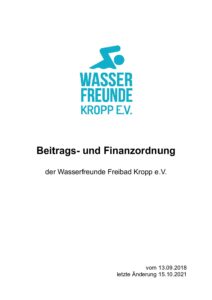 Beitrags- und Finanzordnung der Wasserfreunde Freibad Kropp e.V.