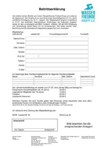 Beitrittserklärung Wasserfreunde Freibad Kropp e.V.